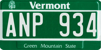 VT license plate ANP934
