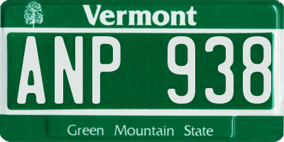 VT license plate ANP938