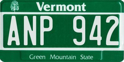 VT license plate ANP942