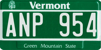 VT license plate ANP954