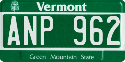 VT license plate ANP962