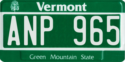 VT license plate ANP965