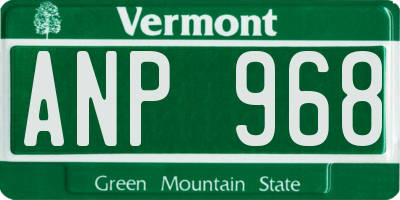 VT license plate ANP968