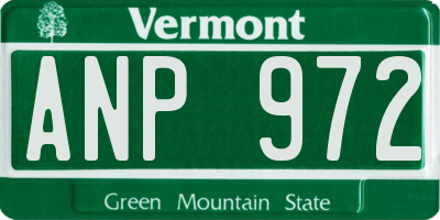 VT license plate ANP972