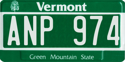 VT license plate ANP974