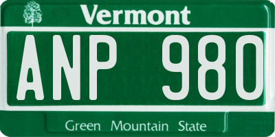 VT license plate ANP980