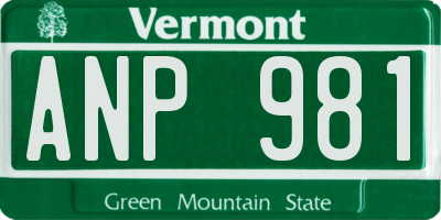 VT license plate ANP981
