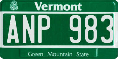 VT license plate ANP983
