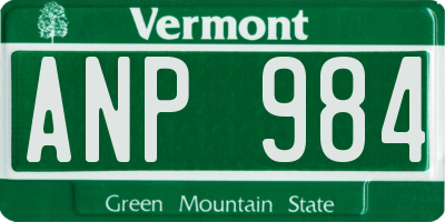 VT license plate ANP984