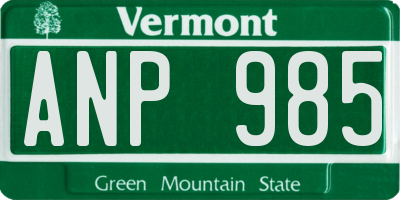 VT license plate ANP985