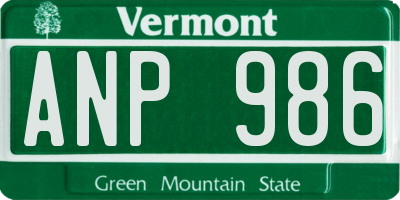 VT license plate ANP986