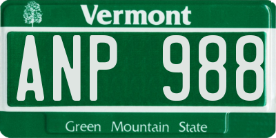 VT license plate ANP988