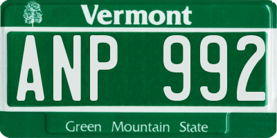 VT license plate ANP992