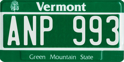 VT license plate ANP993