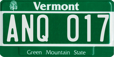 VT license plate ANQ017