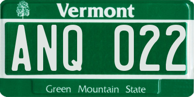 VT license plate ANQ022
