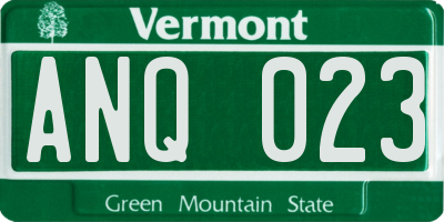 VT license plate ANQ023