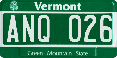 VT license plate ANQ026