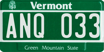 VT license plate ANQ033