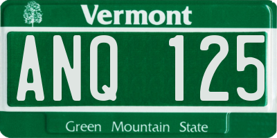 VT license plate ANQ125