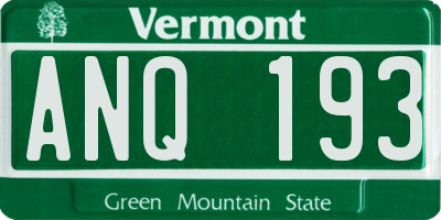 VT license plate ANQ193