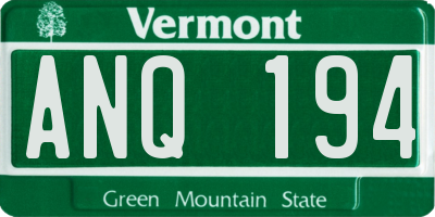 VT license plate ANQ194