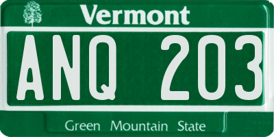 VT license plate ANQ203