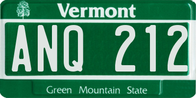 VT license plate ANQ212