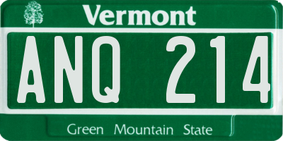 VT license plate ANQ214
