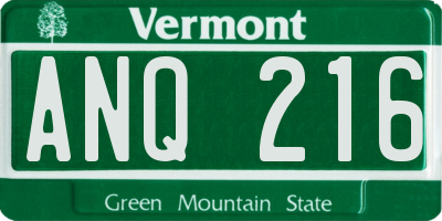 VT license plate ANQ216