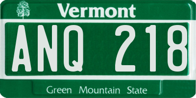 VT license plate ANQ218