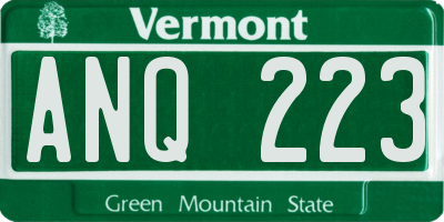 VT license plate ANQ223