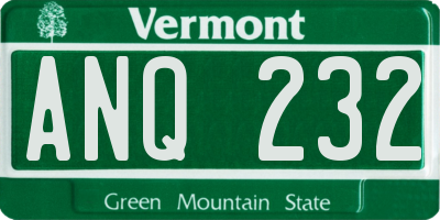 VT license plate ANQ232