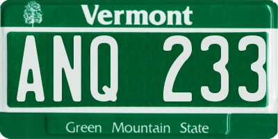VT license plate ANQ233