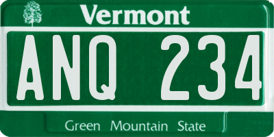 VT license plate ANQ234
