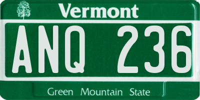 VT license plate ANQ236