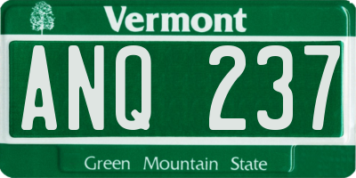 VT license plate ANQ237