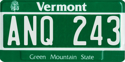 VT license plate ANQ243