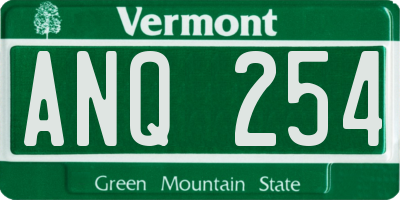 VT license plate ANQ254