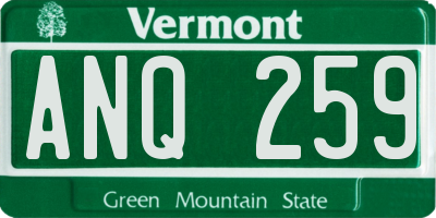VT license plate ANQ259