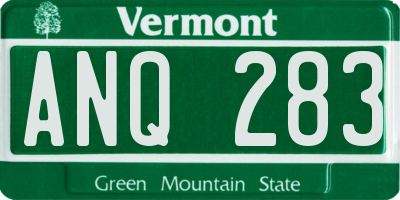 VT license plate ANQ283