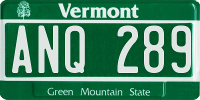 VT license plate ANQ289