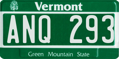 VT license plate ANQ293