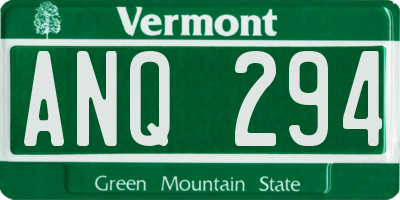VT license plate ANQ294