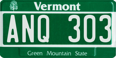 VT license plate ANQ303