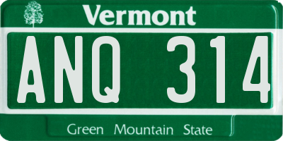VT license plate ANQ314