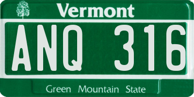 VT license plate ANQ316