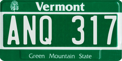 VT license plate ANQ317