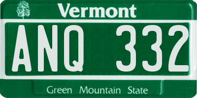 VT license plate ANQ332