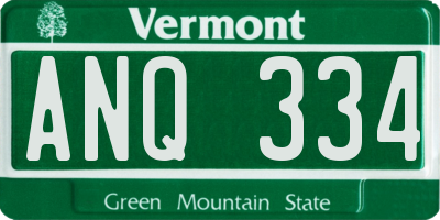 VT license plate ANQ334
